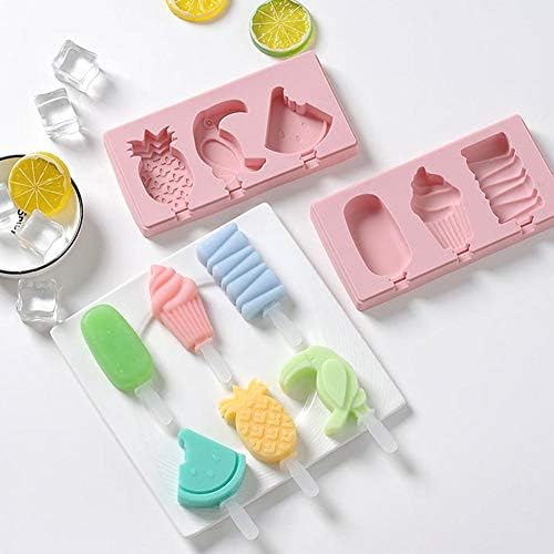 sroomcla - Popsicle Mold - Ice Cream Silicone Molds - Ice Cream Mould DIY Candy Chocolate Soap Jelly Moulds Tray - 3-Cavity