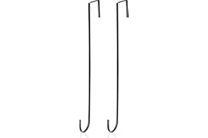 Hotop 15 Inch Wreath Hangers for Front Door Wreath Doors Hangers Steel Material Clothes Towel Hooks Holder Over The Door Hanger Hooks 2 Pcs for Christmas Halloween Front Decorations(Black)