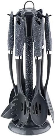 Kitchen Utensil Set 7 Piece Nylon Stand Kitchen Cooking Set Marble Grey