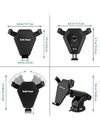 Cargador de coche inalámbrico, soporte de carga de teléfono rápido Qi para rejilla de ventilación, parabrisas y salpicadero para iPhone X 8 8 Plus, Samsung Galaxy Note 8 5, S8 +, S7, S6 Edge+, compatible con todos los Qi habilitados