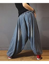 Pantalones vaqueros para dama, estilo casual hippie, sueltos, con patas anchas y bolsillos