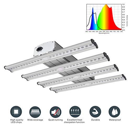 TopoLite Full Spectrum Pre-Installed LED 1200W Grow Light Fixture with 4 Light Bars Hydroponic Indoor Plant LED Grow Light