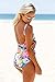 Annflat Women's Mesh V Neck Tropical Floral Print One Piece Swimsuit Swimwear Large Floral