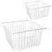 Farmhouse Decor Metal Wire Food Organizer Storage Bin Baskets with Handles for Kitchen Cabinets, Pantry, Bathroom, Laundry Room, Closets, Garage (set of 2)