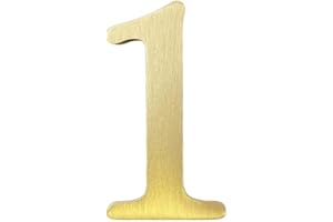 BWRMHME 1.77 Inch Height Self Adhesive Solid Brass English Letters 4.5CM Wall sticker Gold Mail Box Numbers House Address Numbers Shop Studio Name DIY Combination For Wall Home Decor Hardware (Number 1)