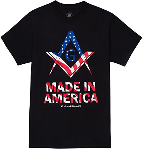 HiramAttire Masonic T-shirt Freemason Apparel Short Sleeve Classic Fit Black Made In America (4X)