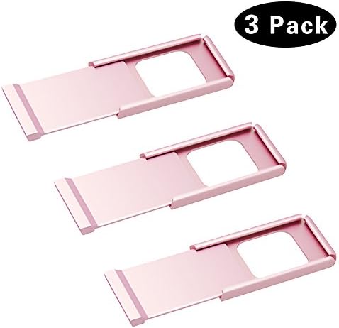 Webcam Cover, Pandawill 3 pack Web Camera Cover slide for Laptop, Desktop, PC, Macboook Pro, iMac, Mac Mini, Computer, Smartphone, protecting Privacy and Securtiy, Strong Adhensive (pink)