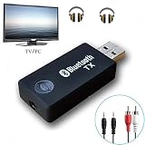 YETOR Bluetooth Transmitter for TV PC, (3.5mm, RCA, Computer USB Digital Audio) Dual Link Wireless Audio Adapter for Headphones, Low Latency, USB Power Supply(TX9)