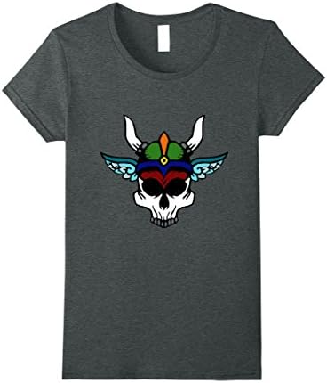 Womens Sugarskull Viking T-Shirt Medium Dark Heather