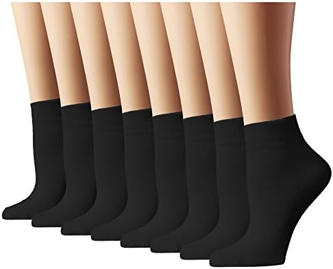 Athletic Socks Women's Running Socks Quarter Cut, Black, Sock Size 10-13, 8 Pack