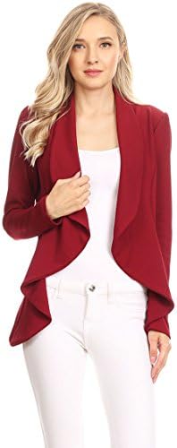 Instar Mode Women's Solid Formal Style Open Front Long Sleeves Blazer - Made in USA