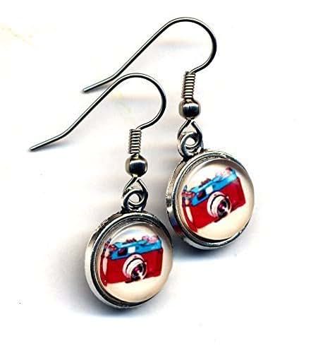 Amazon.com: Photo Camera Earrings, Red Blue Camera