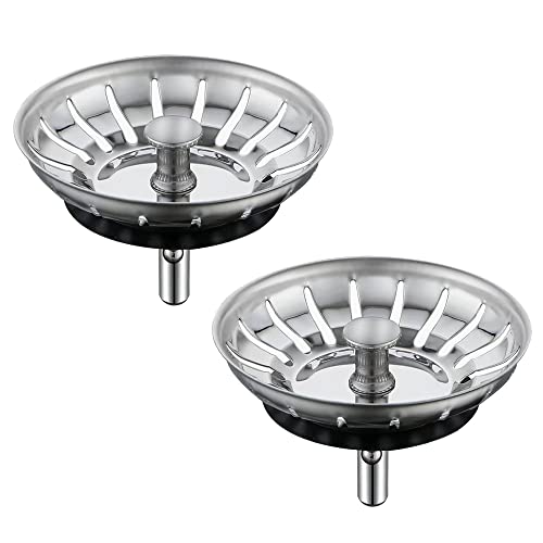 [2 Pack] IUYPKQ Kitchen Sink Strainer - Sink Drain Stopper - Kitchen Sink Plug with Anti-Clogging Basket - Bouchon Evier Cuisine - Compatible with 79–83mm Inner Diameter