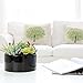 MyGift 6-Inch Decorative Black Glazed Tabletop Round Ceramic Planter Pot with Assorted Artificial Succulents