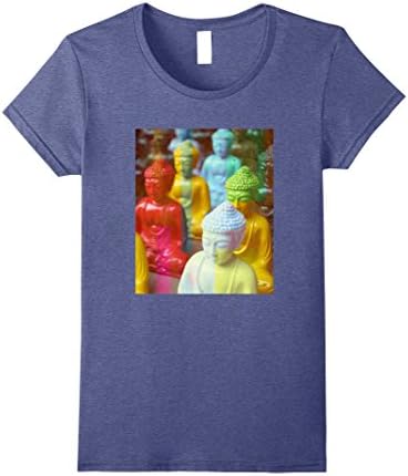 Womens Peace Love and Buddha Photo T-Shirt Small Heather Blue