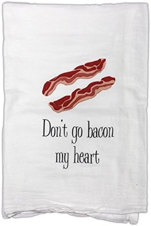 Mariasch Studios 28" x 30" Novelty Cotton Flour Sack Hand Towel (Don't Go Bacon My Heart)