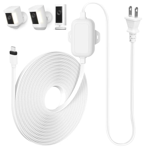 ALERTCAM Outdoor Power Adapter Compatible with Spotlight Cam Plus/Pro (Battery), 25ft/7.5m Waterproof USB-C Power Cord Continuously Charge Your Camera,White