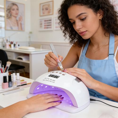 CARYWON - Lámpara de Uñas, 200W 45 UV LED Lámpara de Uñas para Esmalte de Gel, Secador de Uñas con 4 Ajustes de Temporizador y Pantalla LCD, Lámpara de gel de Curado Portátil más Rápido