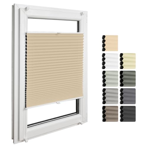 Home-Vision Premium Doppelplissee mit Klemmfix Weiß-Cappucino B75 x H150cm