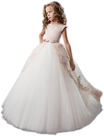 Vintage Champagne Lace Flower Girl Dresses Holy Communion dress Party Gown