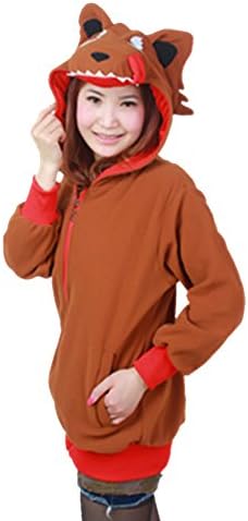 Datangep Wolf Zipper Hoody Coat with Ears Jackets S