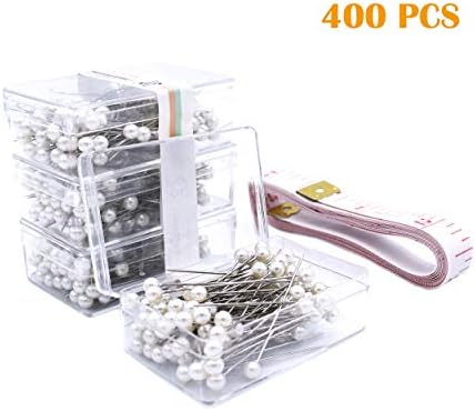 Firefly 400 Pcs White Color Straight Pins 1.5" Pearlized Ball Head for Sewing Quilting and Craft Decoration