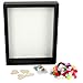 DiamondDec Shadow Box Frame Display Case 8x10 Black with Soft Linen Back, 3-D Wood Deep Large Shadowbox Picture Frame for Wedding Memorabilia, Adventure Tickets, Medals, Travel Keepsake and more