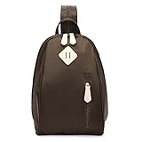 ECOSUSI Women Daypack Outdoor Sling Chest Bag Small Nylon Backpacks for College Girls Fashion Travel Bag, Brown