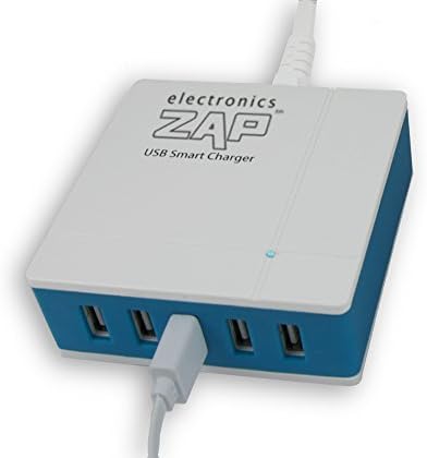 Zap 40W Multiple USB Wall Battery Charger, Perfect Power Dock for Google Tablets, iPhone, iPad, HTC, Nexus, &amp; Samsung Galaxy Technology, Rapid, High Speed Desktop Charging Accessory for Most Smartphones &amp; Electronic Devices - Features Smart Chip Over-Charge &amp; Surge Protection (White)