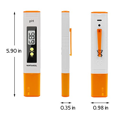 Digital PH Meter, VANTAKOOL Pocket Size pH Meter Digital Water Quality Tester for Household Drinking Water, Hydroponics, Aquariums, Swimming Pools, PH Tester with ATC 0-14 pH Measurement Range(Orange) - Thumbnail 4