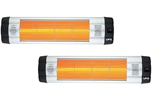 UFO UK-15 Electric Infrared Heater, Medium Wave Quartz Infrared Heating, Wall Mounted Heater with Remote Control, 5 Heat Leve