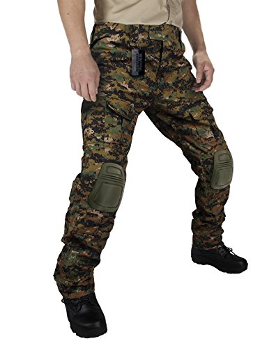 ZAPT Tactical Pants with Knee Pads Airsoft Camping Hiking Hunting BDU Ripstop Combat Pants 13 kinds Army Camo Uniform Military Trousers (MARPAT Woodland, L36)