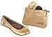 Sidekicks Foldable Ballet Flats Shoes w/ Carrying Case GOLD LARGE