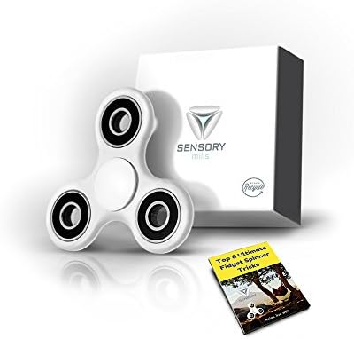 Sensory Mills Serenity Fidget Tri-Spinner Widget With High Speed Hybrid-Ceramic Bearings 3+ Min Toy Stress Reducer Perfect For ADD, ADHD, Anxiety, and Autism Adult Children White