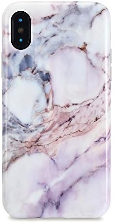 iPhone X case Marble, Sankton Slim-Fit Anti-Scratch Shock-Proof Anti-Finger IMD Soft TPU cover with Design Pattern for iPhone X 2017 (Pink Marble)
