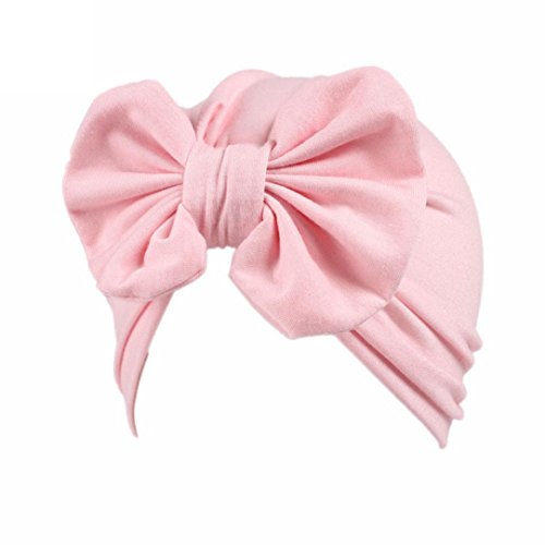 vmree Toddler Warm Cap, Kids Girl Boho Hat Beanie Scarf Turban Head Wrap Caps(3-8T) (Pink)