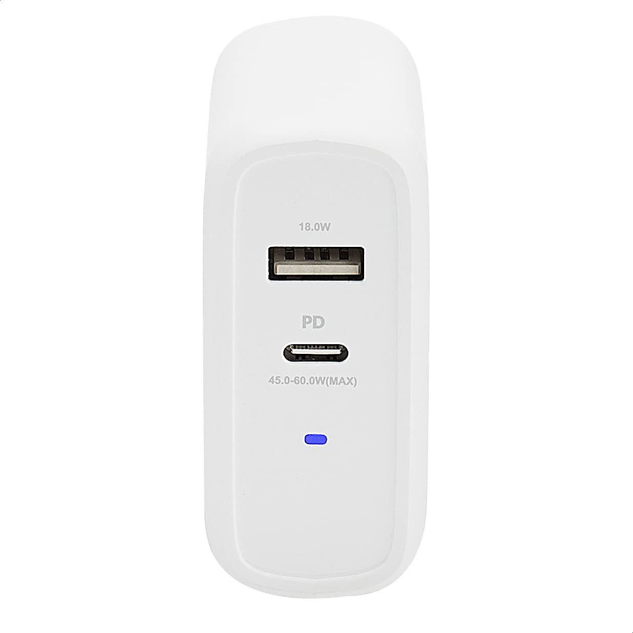 Amazon Basics GaN-Wandladegerät mit 2 Anschlüsse, 63 W, 1 USB-C-Port mit 45 W und 1 USB-A-Port mit 18 W, für Laptops, Tablets und Handys mit Stromversorgung, Weiß (Nicht PPS), 6,6 x 2,94 x 6,24 cm 2