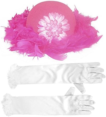 Tea Party Pink Hat & Long White Gloves Set