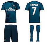 Real Madrid NB Ronaldo Bale Benzema Ramos 2017 2018 17 18 Kid Youth REPLICA Third Jersey Kit : Shirt, Short, Socks, Bag