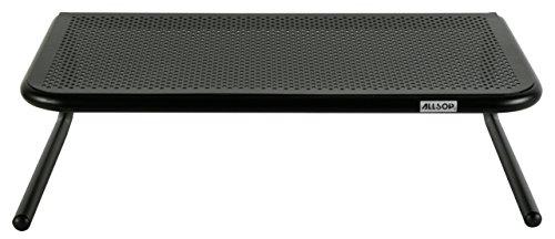 Allsop Large Metal Art Monitor Stand, 18-Inch wide platform holds 50 lbs with keyboard storage space - Black (30336)