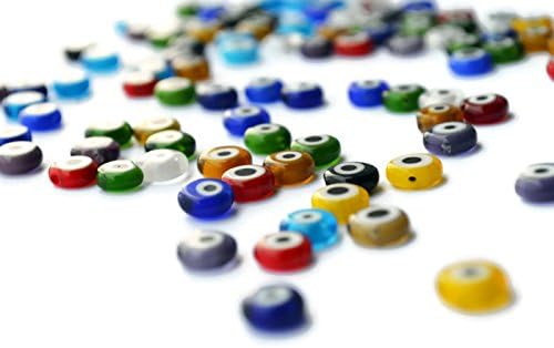 Mix Color Evil Eye Beads, 8mm Flat Beads, Set Of 80 Turkish Evil Eye Beads, Nazar Beads , Evil Eye Protection
