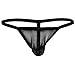 MSemis Men's Sexy Lingerie See-Through Micro Bikini G-String T-Back Mesh Bugle Pouch Briefs Black Large (Waistline 27.0