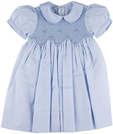 Feltman BrothersGirls Blue Portrait Dress Peter Pan Collar Smocked Bodice