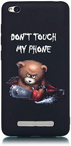 Chreey Phone Case for Xiaomi Redmi 4A, Black Anti-scratch 3D Pattern Soft Silicone TPU Protective Back Cover, Mad bear - Don't Touch My Phone
