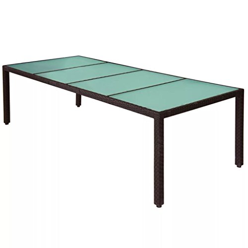 vidaXL Gartenmöbel 11-TLG. mit Auflagen Sitzgruppe Gartenset Sitzgarnitur Gartengarnitur Gartentisch Tisch Esstisch Stühle Poly Rattan Braun – Bild 5