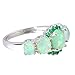 CiNily Silver Plated Green Opal Emerald Gemstone Ring Size 5 Jewelry Gift for Women