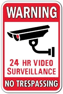 SuhaShop Durable & Waterproof Sign, Protect the Health & Safety of Personnel โ 24 Hours CCTV Surveillance Sign For Your Home & Business With No Trespassing Security โ Sign Size 9โ x 12โ