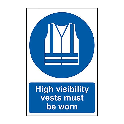 High Visibility Vest Must Be Worn Safety Sign, Non Adhesive Rigid PVC, 200mm x 300mm