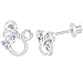 Rhodium Plated Purple Crystal Bow Mouse Kids Toddler Screw Back Earrings