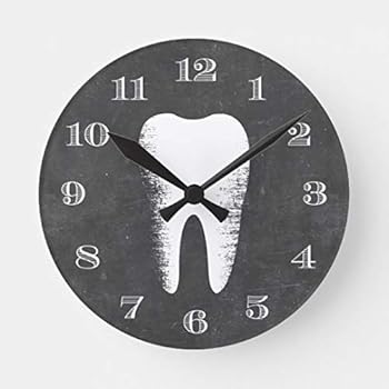 Enidgunter Dentist Office Dental Care Tooth Rustic Large Wall Clock Decor for Bedroom Nursery Round Silent Wood Clock Art for Kids Girls Boys Room 12 inches
